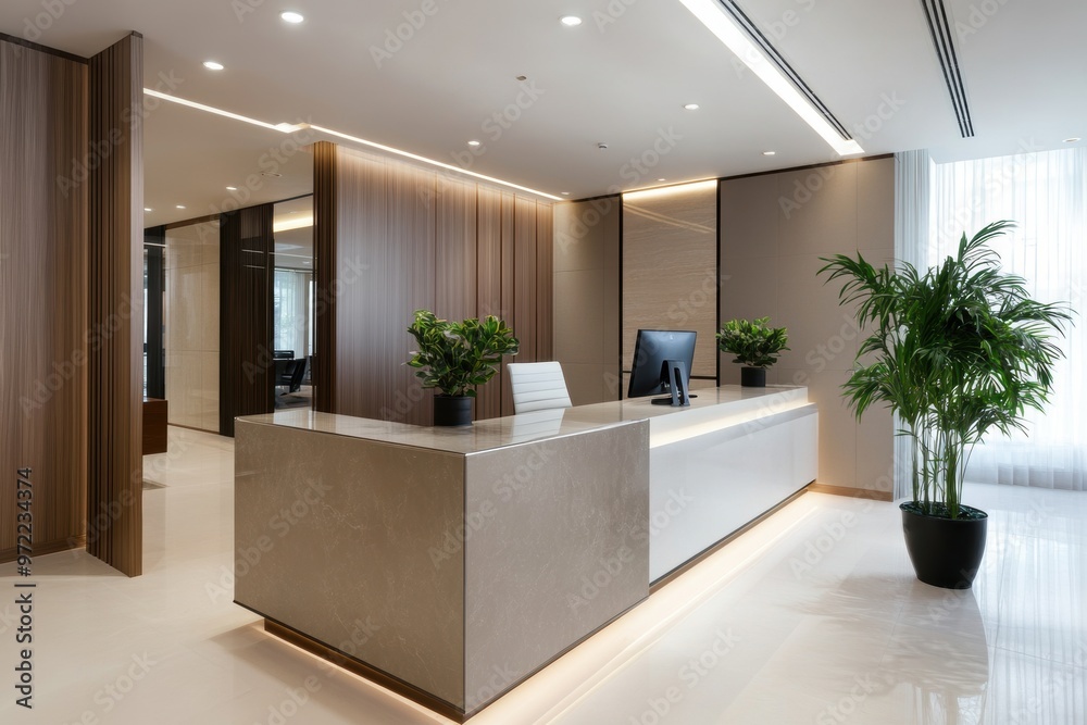 Minimalist clean office space with balanced elements, creating harmony and calm for productive work. Minimalist clean office space with balanced elements, creating harmony and calm for productive work.