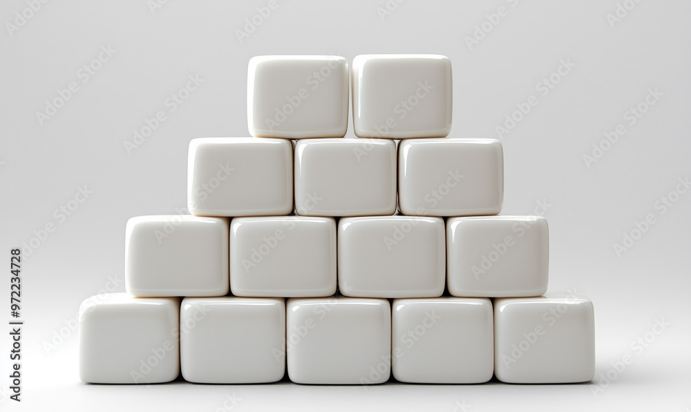 White cubes forming a pyramid on white background White cubes forming a pyramid on white background