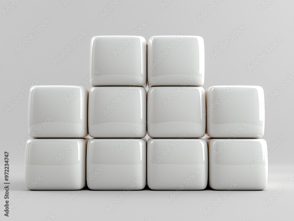White cubes forming a pyramid on white background White cubes forming a pyramid on white background