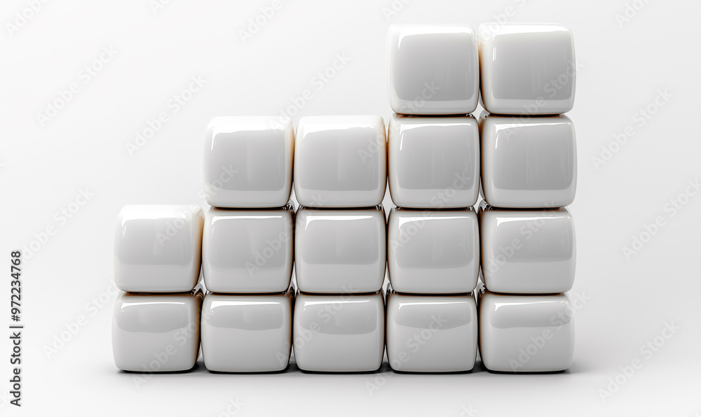 White cubes forming a pyramid growing on white background White cubes forming a pyramid growing on white background