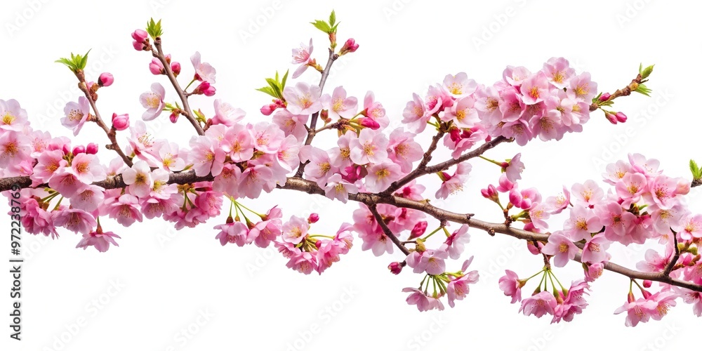 Cherry blossom branches isolated on white background, with a clipping path for easy separation Cherry blossom branches isolated on white background, with a clipping path for easy separation