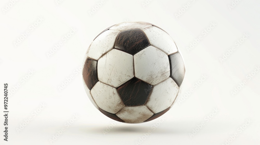 Fototapeta premium A white and black soccer ball placed on a white surface