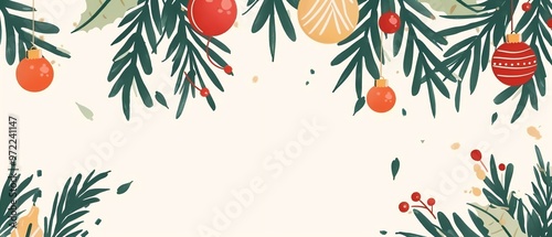 Elegant holiday luncheon invitation, festive decor, flat design illustration