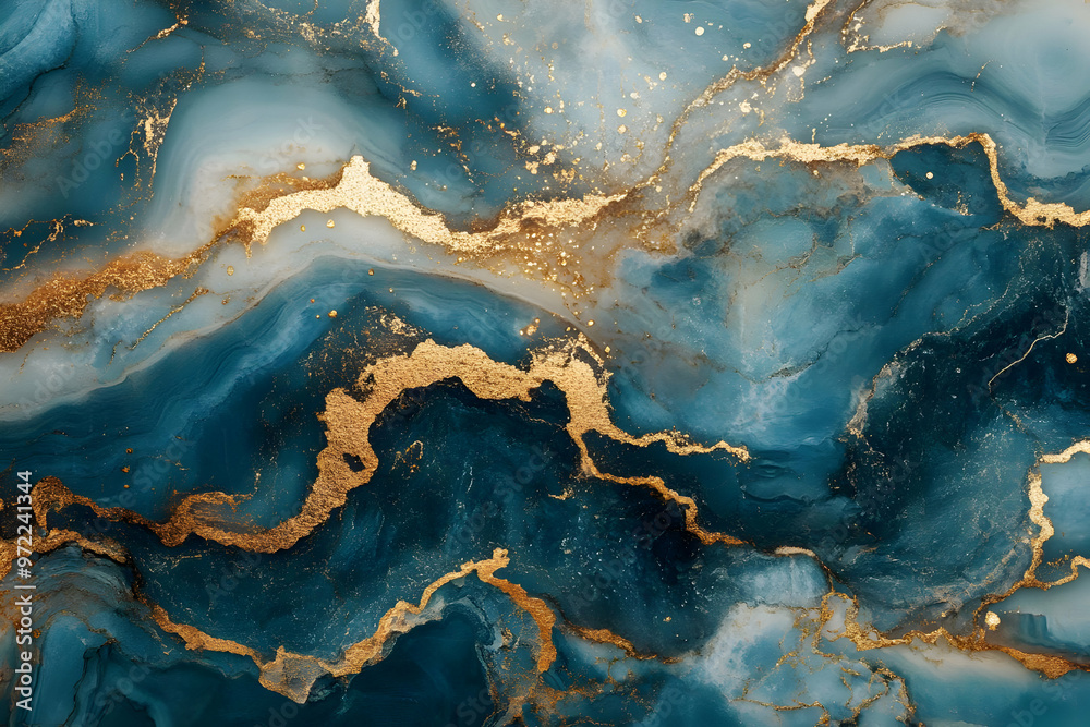 Obraz premium Abstract Blue and Gold Marble Texture Background