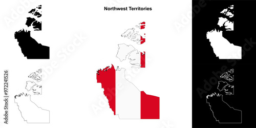 Northwest Territories blank outline map set