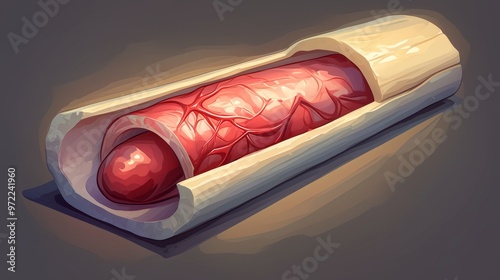 Cross-section of a Long Bone Revealing Internal Structure photo