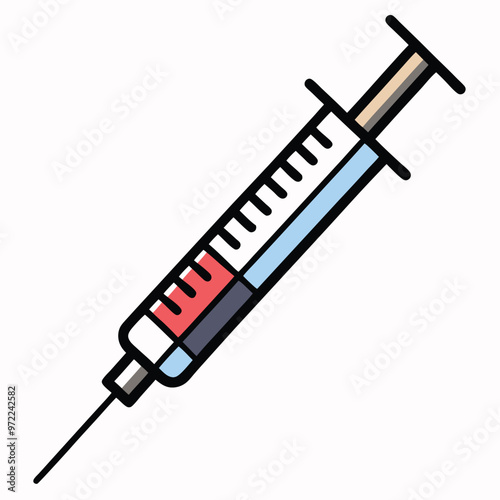 Medical Syringe Cartoon Vector icon png image drawing on white background 2D