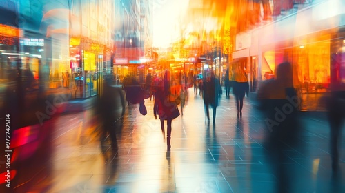 Wallpaper Mural A blurred image of people walking on a busy city street. Torontodigital.ca