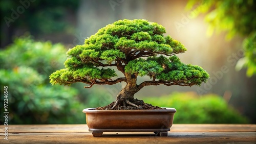Classic bonsai tree on isolated background with shallow depth of field