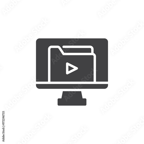 Folders documents on a computer screen vector icon