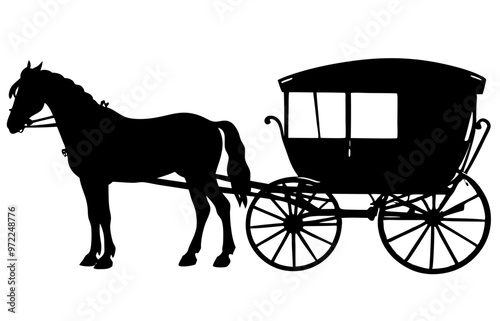 horse carriage silhouette vector 