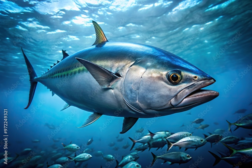 Obraz premium Close up image of thriving tuna in sustainable fisheries