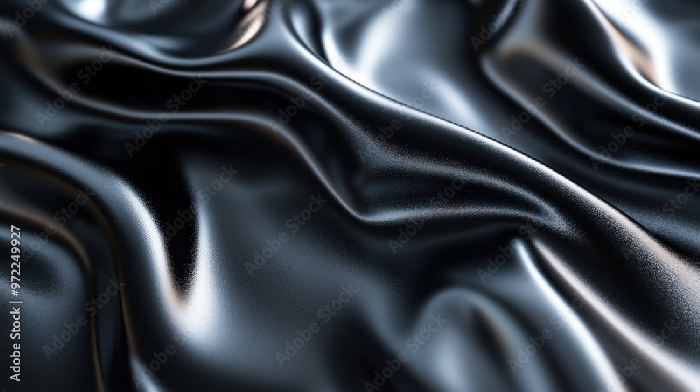 A close-up of smooth, black fabric showcasing elegant folds and textures. A close-up of smooth, black fabric showcasing elegant folds and textures.