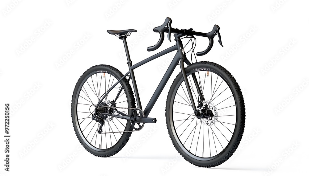 Isolated Mountain Road Bike / Gravel In Perspective View Isolated Mountain Road Bike / Gravel In Perspective View