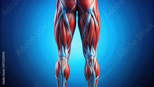 Close up of hamstring muscle being massaged at eye level