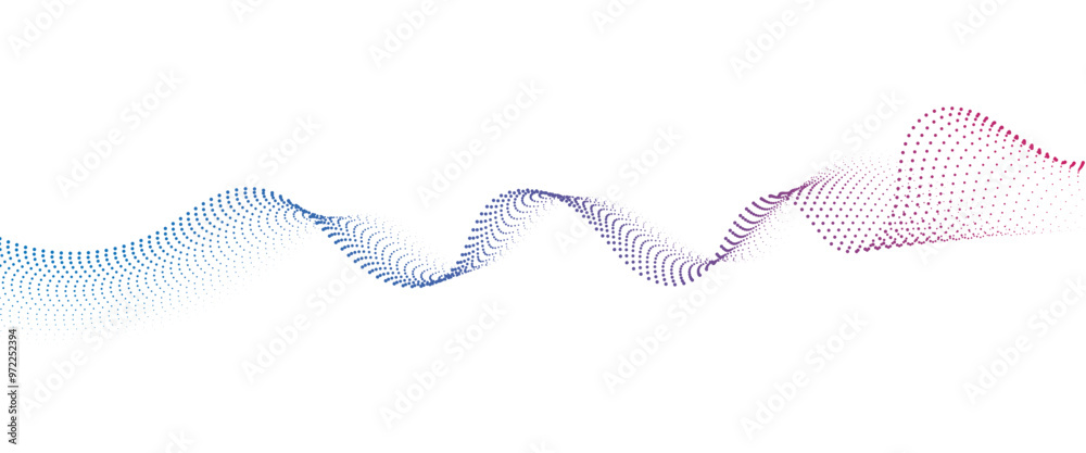 Fototapeta premium Flowing Dot Wave halftone gradient pattern on transparent background 