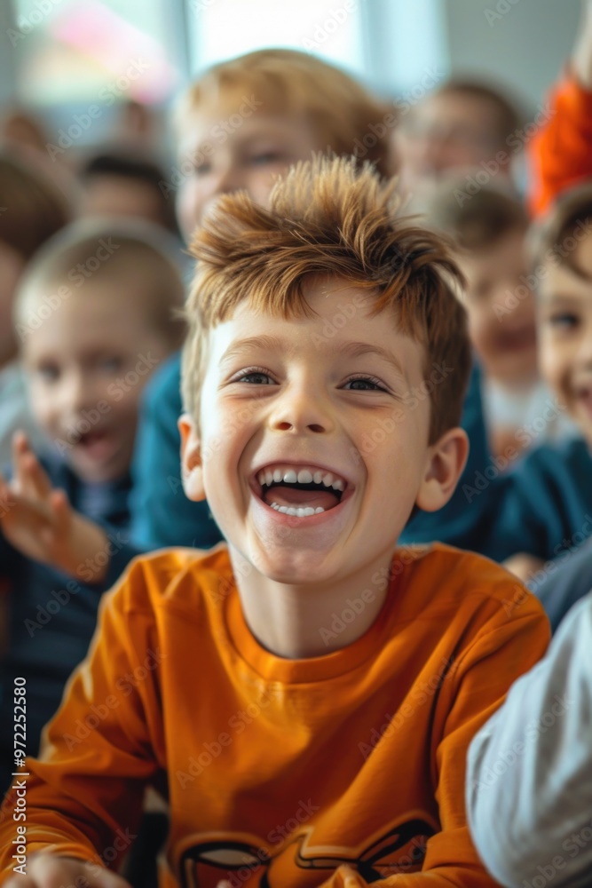 Group of kids sitting in a circle, looking at something Group of kids sitting in a circle, looking at something