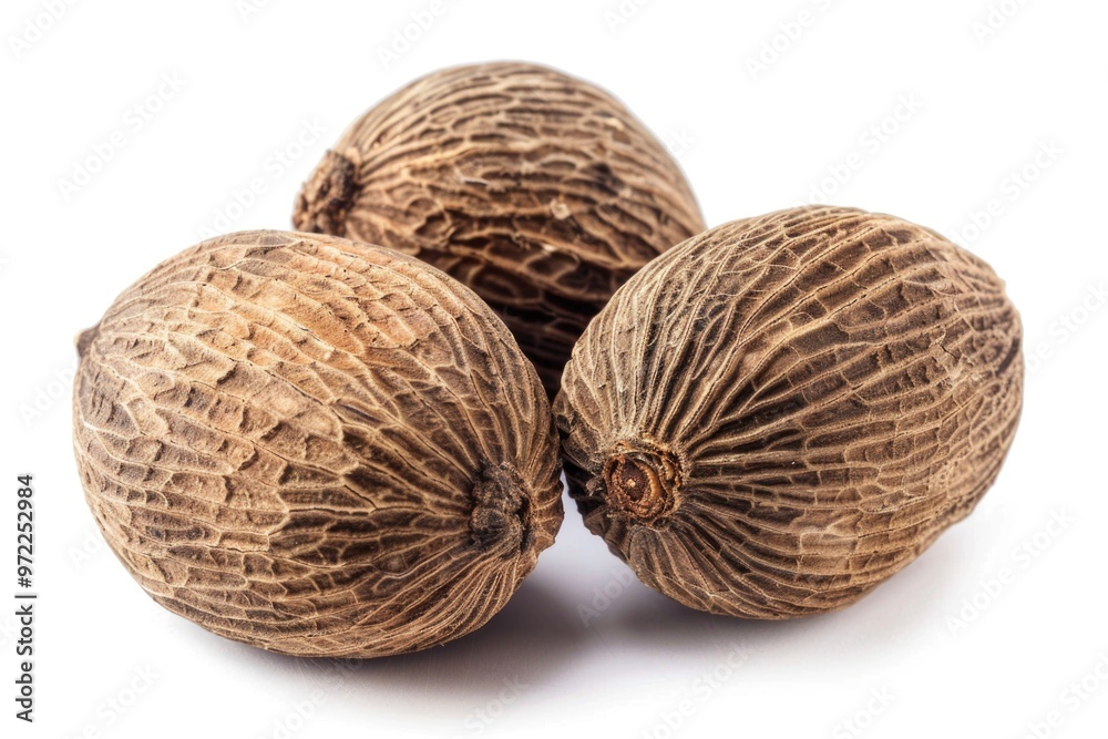 A selection of whole walnuts arranged on a white surface for display or photography A selection of whole walnuts arranged on a white surface for display or photography