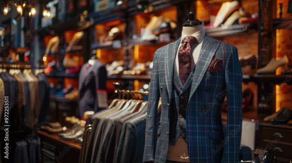 Elegant and luxurious men's suits in clothing stores Elegant and luxurious men's suits in clothing stores