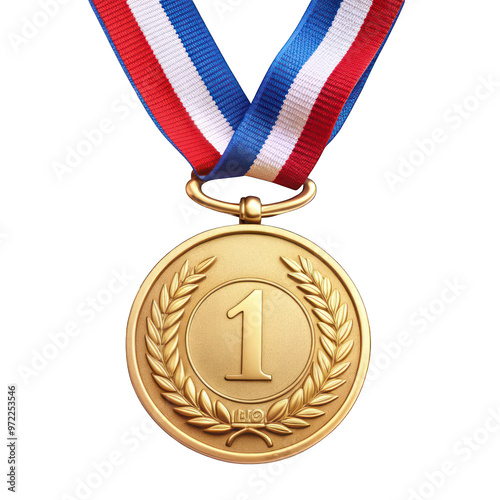 gold medal first place prize with leaf symbol and