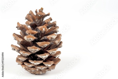 Close-up view of a pinecone on a white background, great for design and decoration