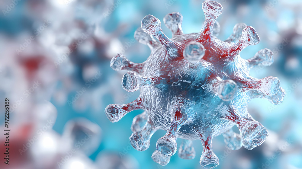 A 3D Rendered Detailed Illustration of a Virus with Spikes Showing its Structure A 3D Rendered Detailed Illustration of a Virus with Spikes Showing its Structure
