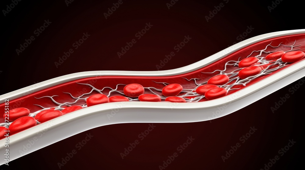 Red Blood Cells Flowing Through a Blood Vessel Stock Illustration ...