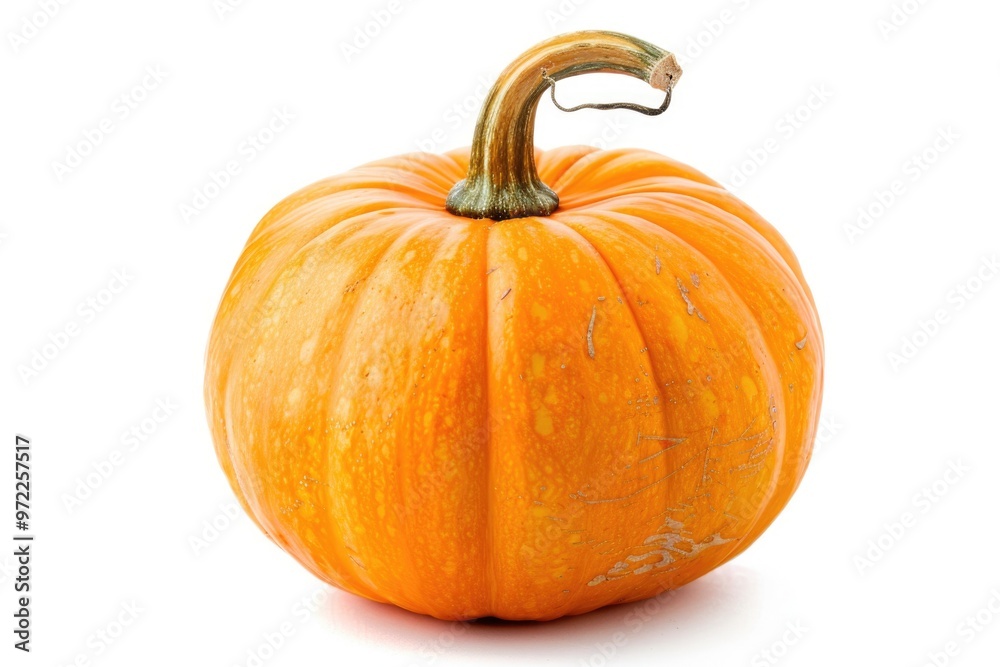 Obraz premium Single orange pumpkin on a white background