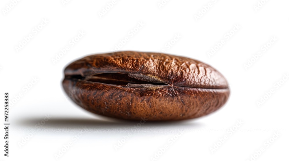 A high-quality photo of a single coffee bean on a white background, perfect for food or beverage related projects A high-quality photo of a single coffee bean on a white background, perfect for food or beverage related projects