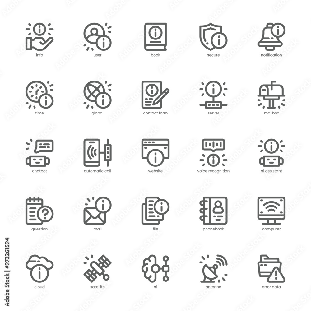 Info Center icon pack for your website, mobile, presentation, and logo design. Info Center icon outline design. Vector graphics illustration and editable stroke. Info Center icon pack for your website, mobile, presentation, and logo design. Info Center icon outline design. Vector graphics illustration and editable stroke.