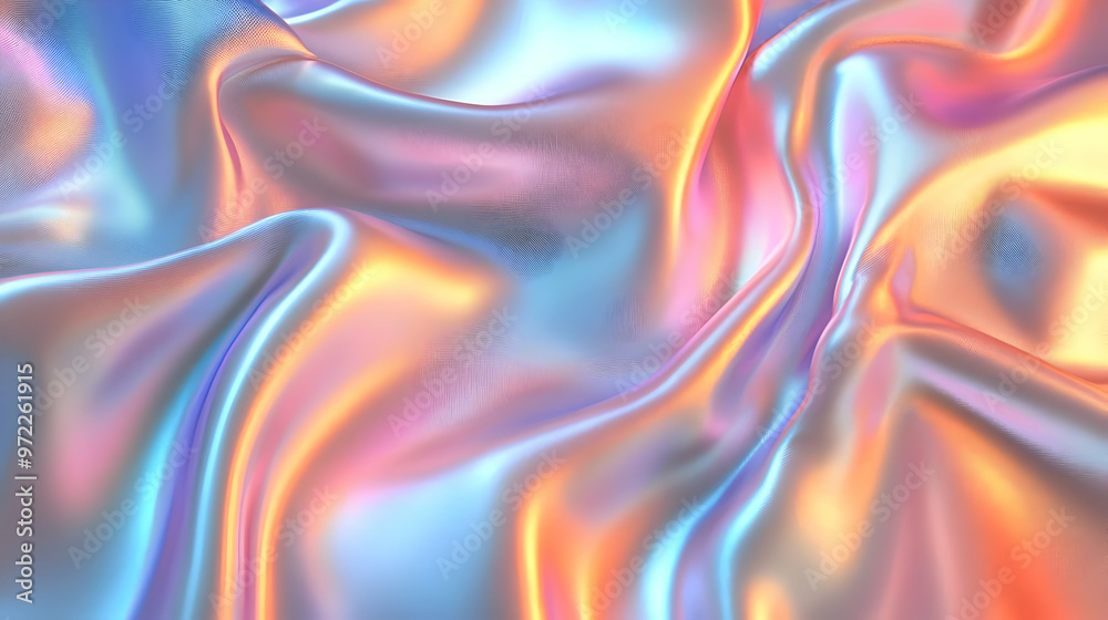Obraz premium Abstract Holographic Background with Shimmering Rainbow Colors and Smooth Wavy Texture