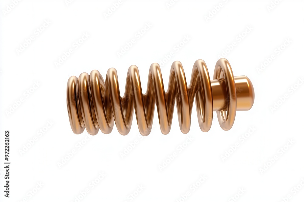 A shiny copper spring with a smooth surface, ideal for various mechanical and design applications. A shiny copper spring with a smooth surface, ideal for various mechanical and design applications.