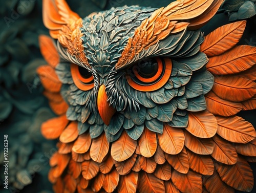 Stylized, Owl Head Art photo