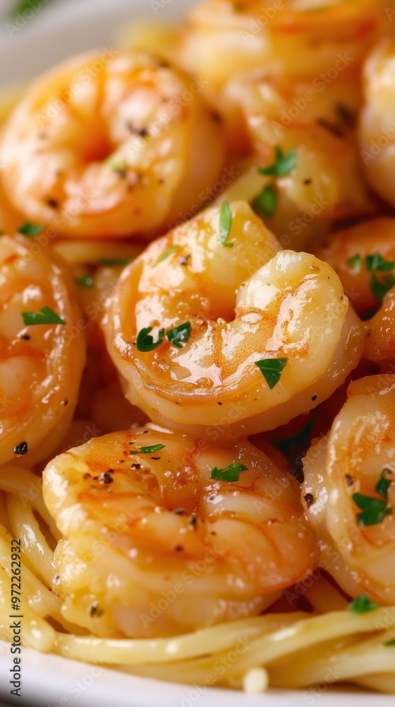 Delicious shrimp served on pasta with herbs, featuring golden-brown crust and mouthwatering flavors in a gourmet presentation. Delicious shrimp served on pasta with herbs, featuring golden-brown crust and mouthwatering flavors in a gourmet presentation.