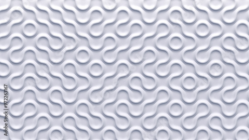 Fototapeta Naklejka Na Ścianę i Meble -  White 3d pattern waves. Light and shadow. Wall decorative panel. Render.