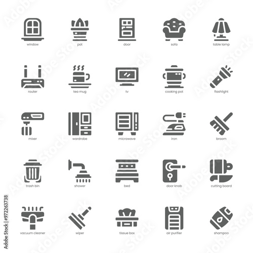 Home appliance icon pack for your website, mobile, presentation, and logo design. Home appliance icon glyph design. Vector graphics illustration and editable stroke.