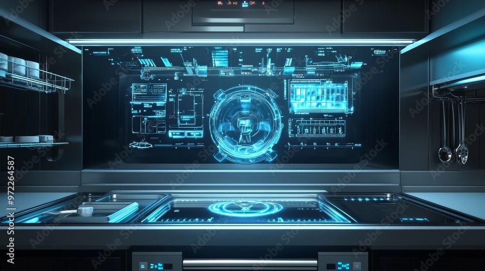 Futuristic Dishwasher with Holographic Controls and Real-Time Diagnostics for Modern Kitchens Futuristic Dishwasher with Holographic Controls and Real-Time Diagnostics for Modern Kitchens