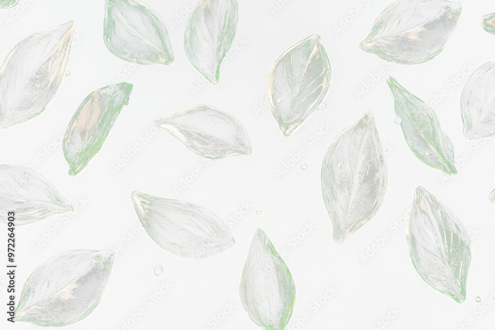 Crystal Glass Leaf Shapes Isolated on White Crystal Glass Leaf Shapes Isolated on White