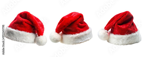 set of three santa hat isolated on white