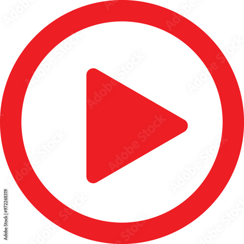 Red YouTube play button, YouTube video and music icon. A triangle within a circle is a media player symbol. Video and audio multimedia reproduction. Isolated vector illustration on white background. Free Download Red YouTube play button, YouTube video and music icon. A triangle within a circle is a media player symbol. Video and audio multimedia reproduction. Isolated vector illustration on white background. - GFXLoad