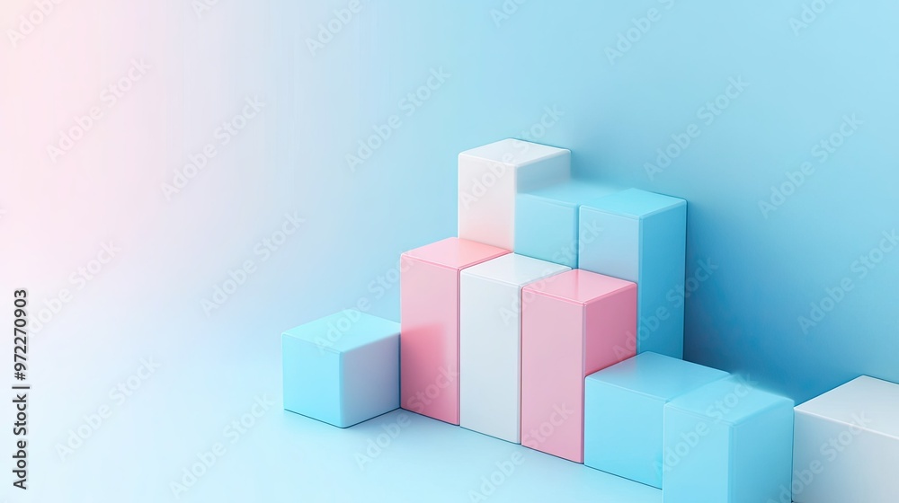 Floating 3D bars and blocks illustrating business costs, with copy space available Floating 3D bars and blocks illustrating business costs, with copy space available