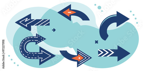 Arrow icon set cartoon and directional symbols design elements for digital interfaces