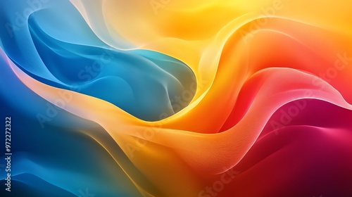 Abstract colorful background with flowing waves of blue, yellow, and red.