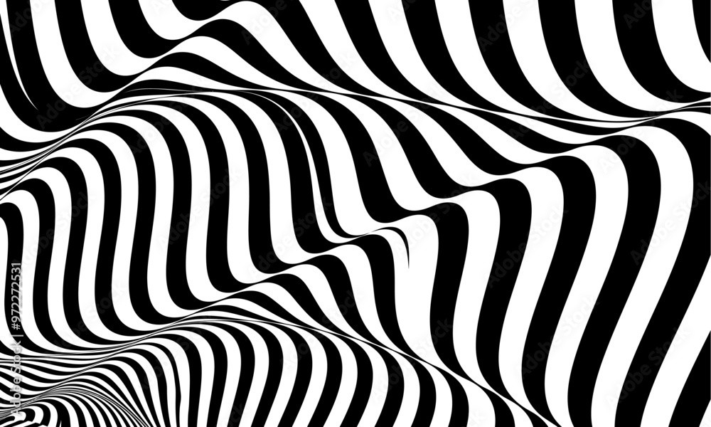 Abstract striped surface, black and white original 3d vector background Abstract striped surface, black and white original 3d vector background