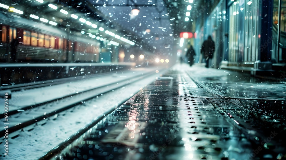 Snowy Night at the Train Station A Winter Wonderland Snowy Night at the Train Station A Winter Wonderland