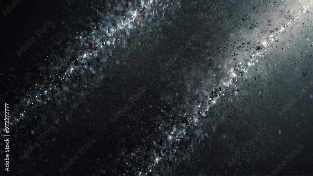 Fototapeta premium An abstract representation of shattered particles forming a cosmic burst, conveying energy and motion.