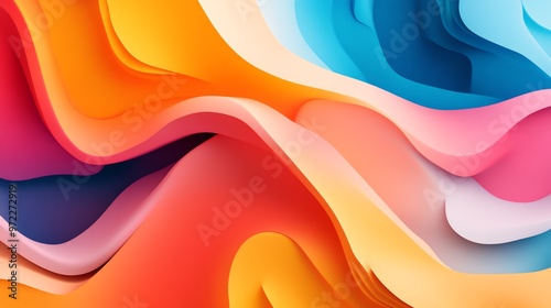 Abstract background with colorful flowing waves in vibrant hues of orange, red, blue, and pink.