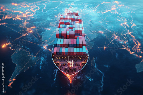 Transportation and logistics network distribution technology concept. logistics and supply chain management. Planning with real time visibility and control over optimized supply chain.
