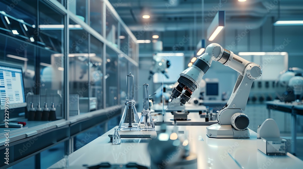 Robotic Arm in a Modern Laboratory The Future of Scientific Research Robotic Arm in a Modern Laboratory The Future of Scientific Research