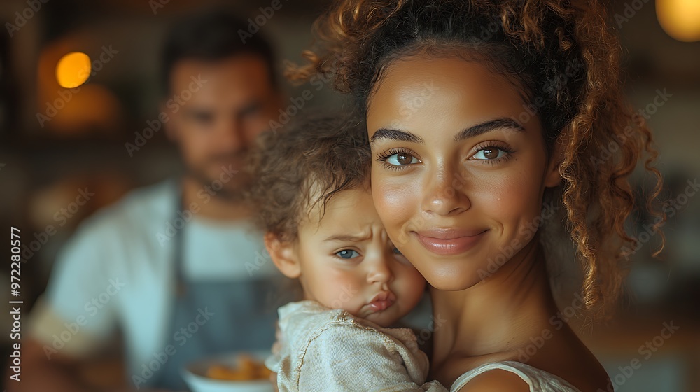 Little girl crying and screaming, mother holding her in arms and soothing her Little girl crying and screaming, mother holding her in arms and soothing her